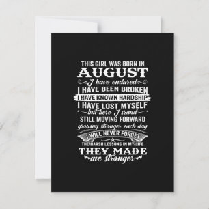 This Girl Was Born In August Birthday Gift Invitation