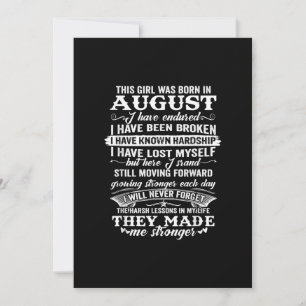 This Girl Was Born In August Birthday Gift Invitation