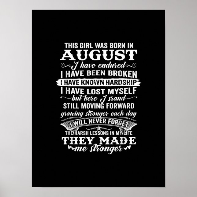 This Girl Was Born In August Birthday Gift Poster (Front)