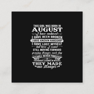 This Girl Was Born In August Birthday Gift Square Business Card
