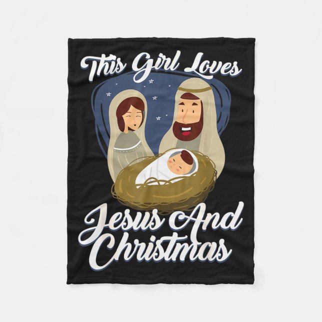 This Girls Love Jesus And Christmas Christmas  Fleece Blanket (Front)