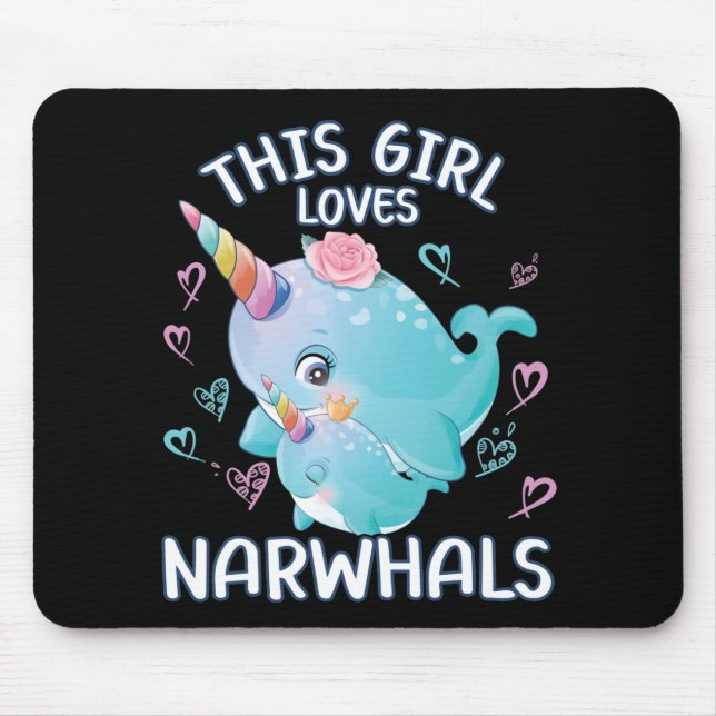 This Girls Loves Narwhals Mouse Mat (Front)