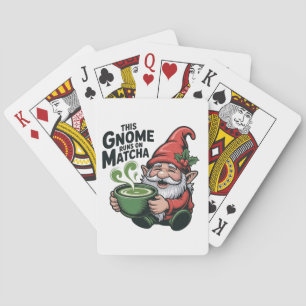 This Gnome Runs on Matcha Christmas Xmas Playing Cards