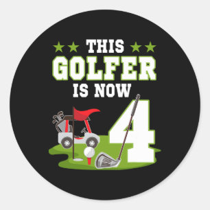 This Golfer Is Now 4 Year Old Birthday 4rd Golf Pa Classic Round Sticker