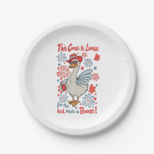 This Goose Is Loose for the Red, White and Booze Paper Plate
