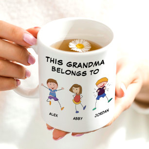 This Grandma Belongs To 3 Kids Names Funny Coffee Mug