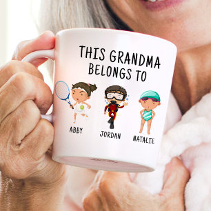 This Grandma Belongs To 6 Kids Names Funny Gift  Coffee Mug