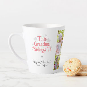 This Grandma Belongs to Kids' Names Photo Collage  Latte Mug