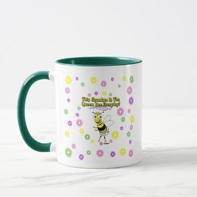 This Grandma Is The Queen Bee Everyday Bee Flowers Mug (Left)