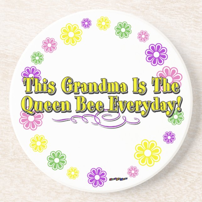 This Grandma Is The Queen Bee Everyday Flower Ring Coaster (Front)