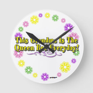 This Grandma Is The Queen Bee Everyday Flower Ring Round Clock