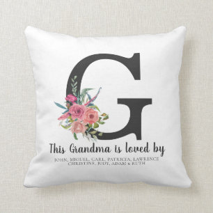 This Grandma Loved By Floral Monogram Mother's Day Cushion
