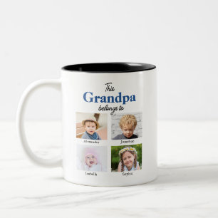 This Grandpa Belongs To 4 Photos Two-Tone Coffee Mug