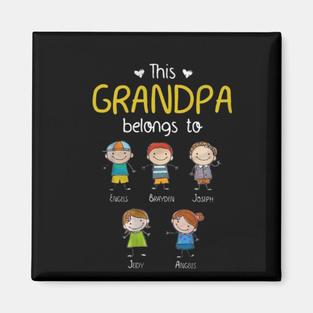 This Grandpa Belongs To Cute Family Personalised  Magnet (Front)