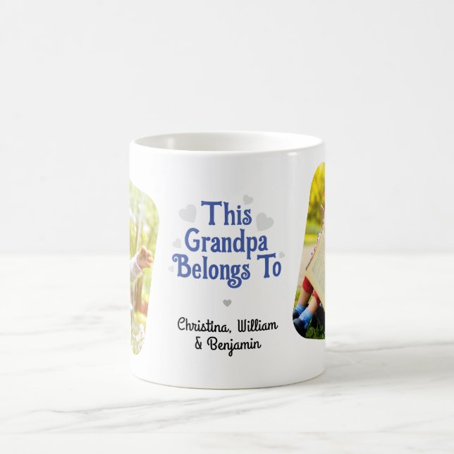 This Grandpa Belongs To Kids' Names Custom Photo Coffee Mug (Center)