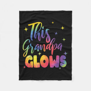 This Grandpa Glows Cute Tie Dye Bright Colors 80's Fleece Blanket