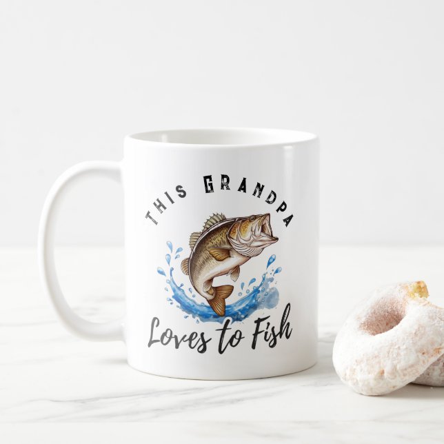 This Grandpa Loves to Fish Bass Fishing Coffee Mug (With Donut)