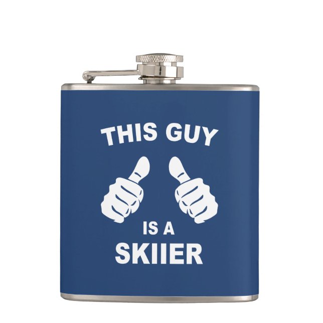 This Guy Is A Skiier Hip Flask (Front)