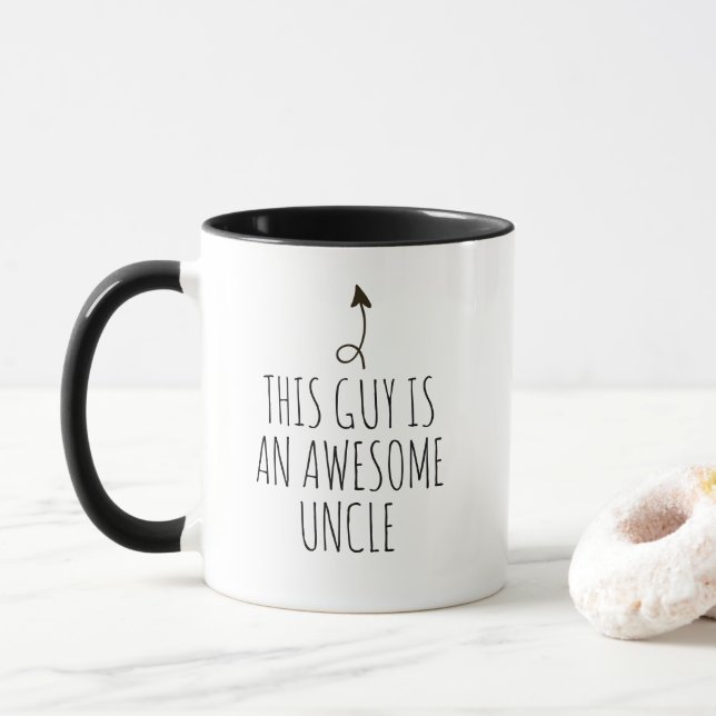 This Guy Is An Awesome Uncle Funny Pointer Arrow Mug (With Donut)
