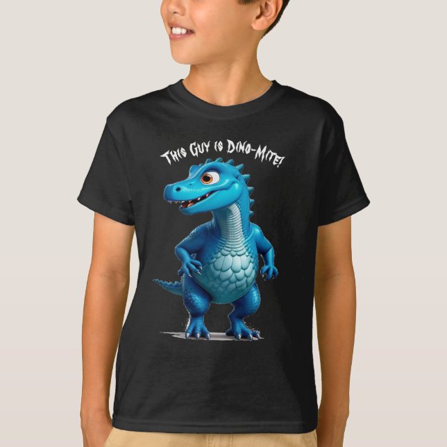 This Guy is Dino-Mite! Personalise Text Name T-Shirt (Front)