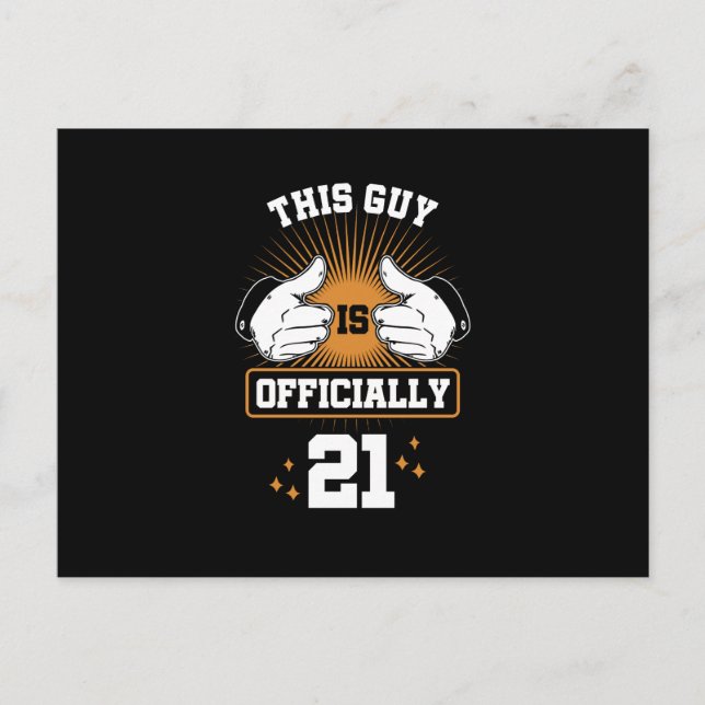 This Guy Is Officially 21 Awesome Funny Birthday Holiday Postcard (Front)