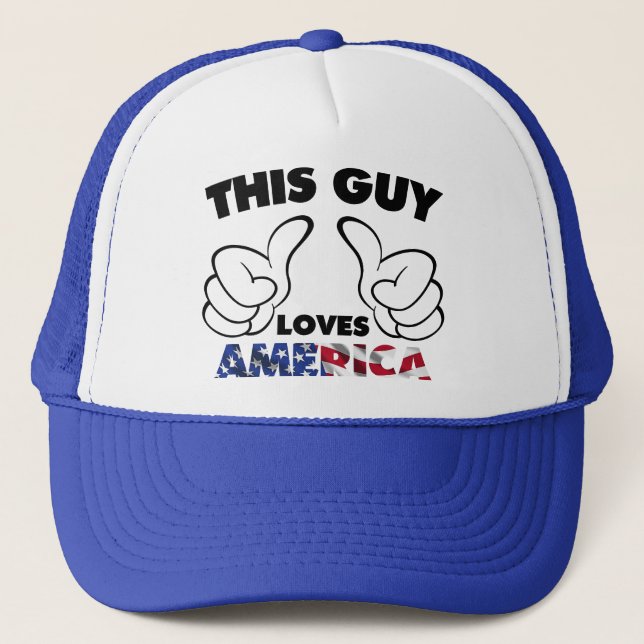This guy loves america trucker hat (Front)