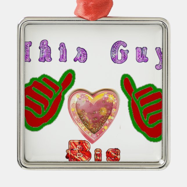This Guy Loves Big Gift Art Print Metal Tree Decoration (Front)