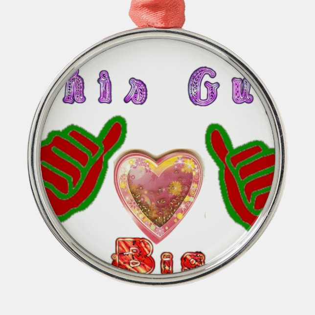 This Guy Loves Big Gift Art Print Metal Tree Decoration (Front)