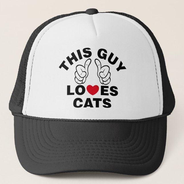 THIS GUY LOVES CATS TRUCKER HAT (Front)