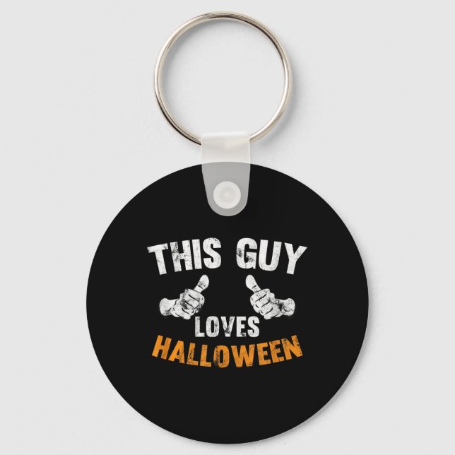 This Guy Loves Halloween Funny Key Ring (Front)
