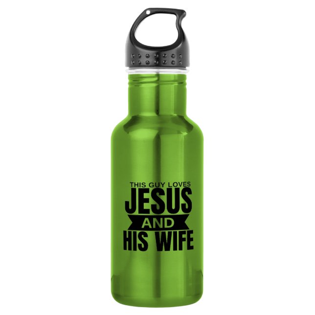 This Guy Loves Jesus and His Wife Water Bottle (Front)