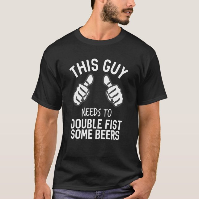 This Guy Needs To Double Fist Some Beers Funny Bee T-Shirt (Front)