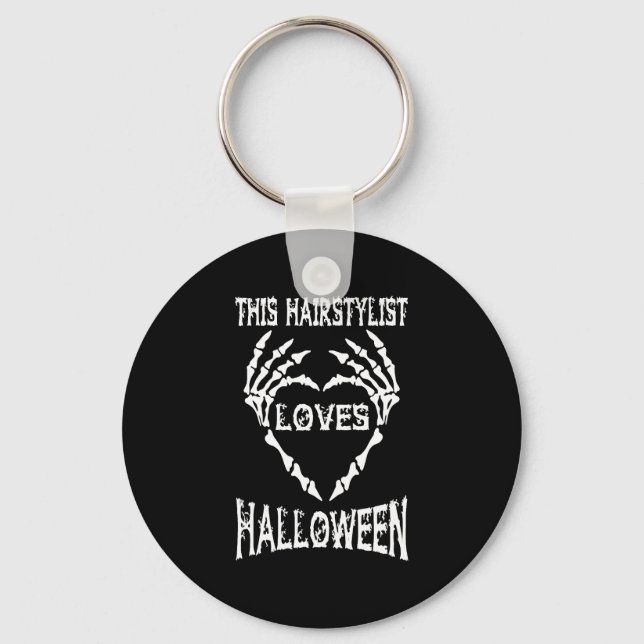 this hairstylist loves halloween tshirts key ring (Front)
