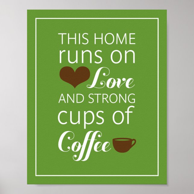 This Home Runs on Love and Strong Cups of Coffee Poster (Front)