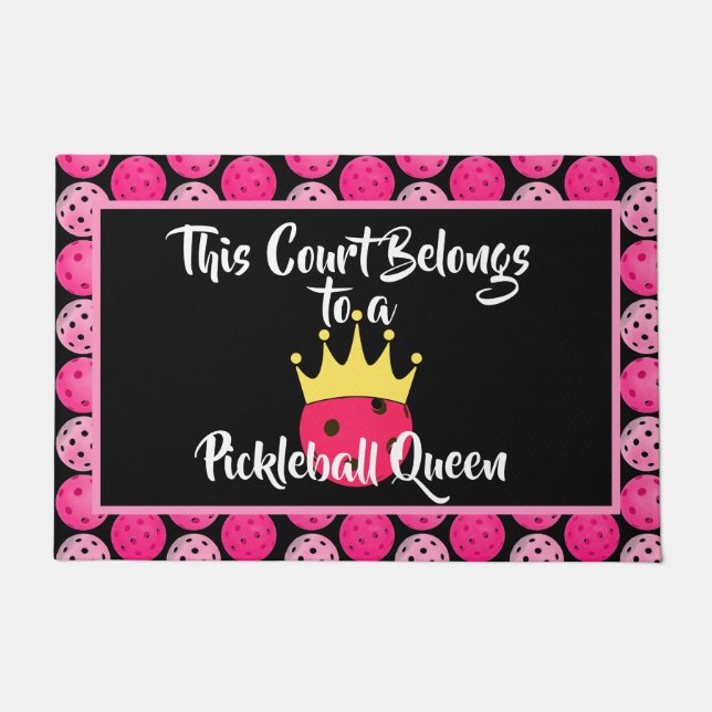 This House Belongs to a Pickleball Queen - Pink Doormat (Front)