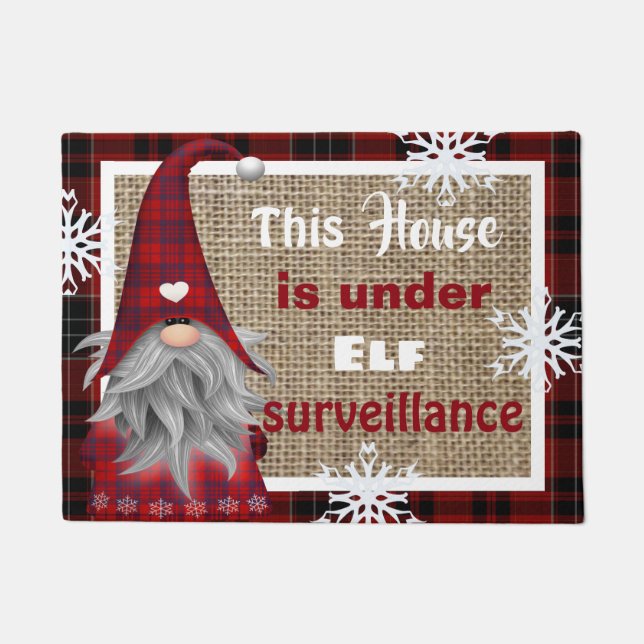This House Is Under Elf Surveillance Holiday Doormat (Front)