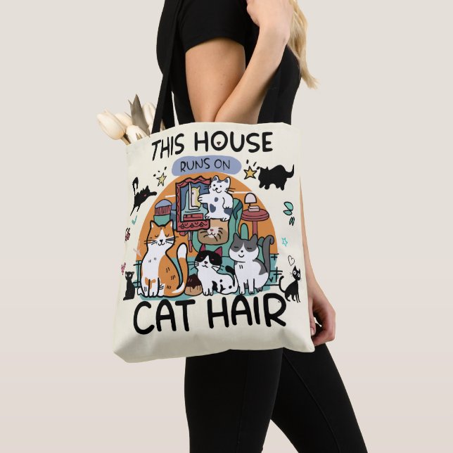 This House Runs on Cat Hair Tote Bag (Close Up)
