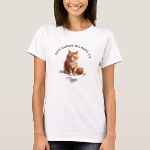 This Human Belongs To Personalized Cat T-Shirt