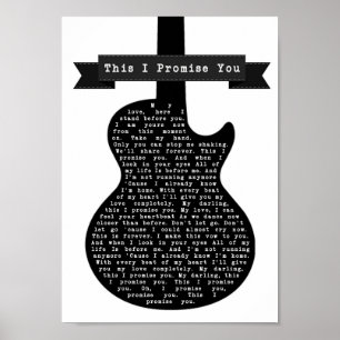 This I Promise You Black & White Guitar Song Lyric Poster