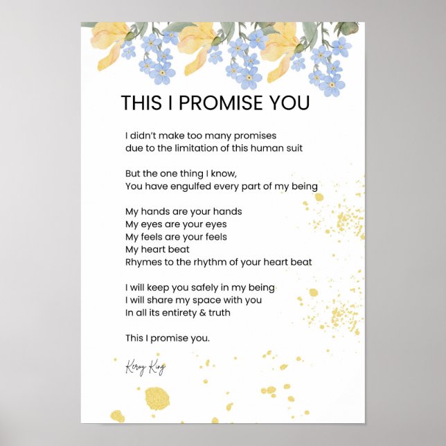 This I Promise You - Love Poem Poetry Poster (Front)