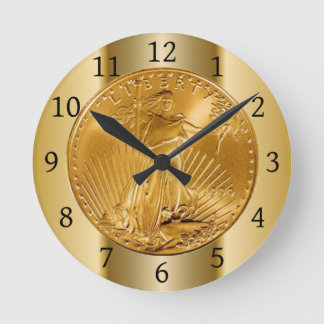 This image depicts an American Gold Eagle Coin Round Clock