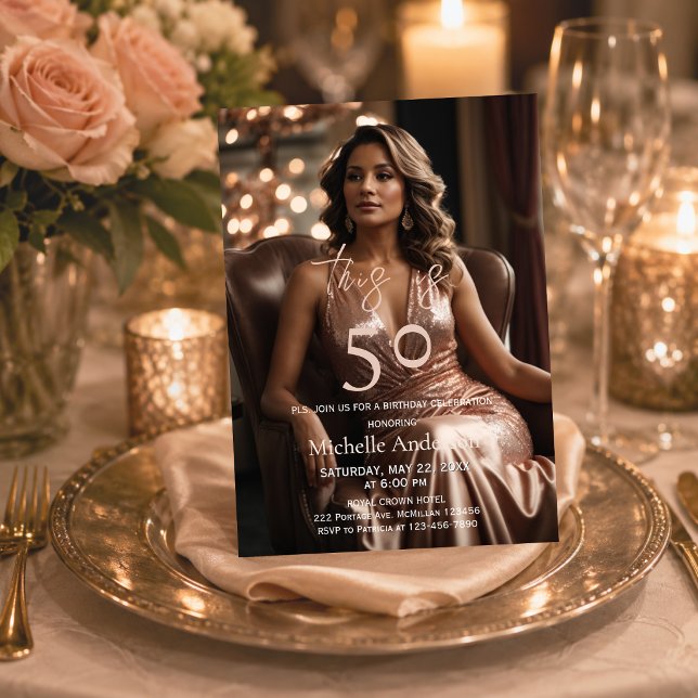 This Is 50 Elegant 50th Birthday Invitation ( See how your invitation looks at the celebration table.           )