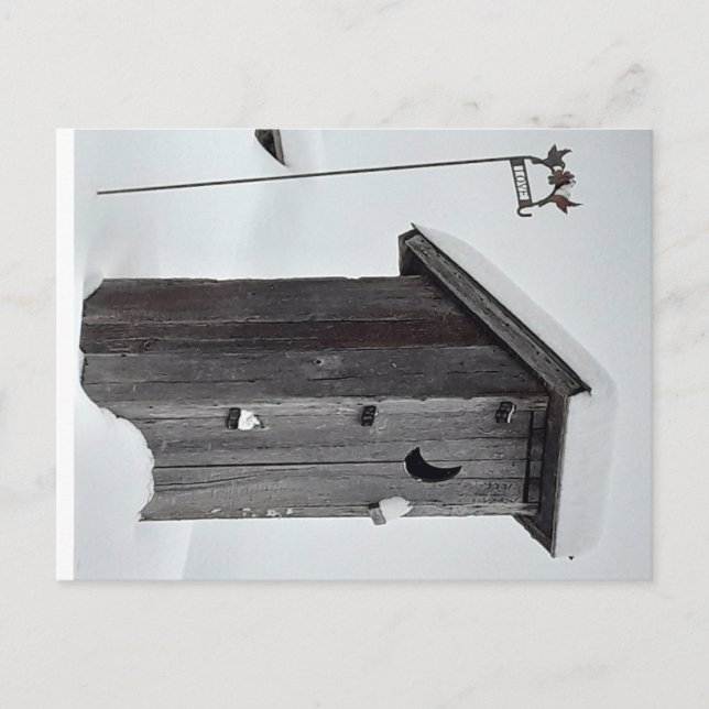 this is a beautiful winter outhouse postcard. postcard (Front)