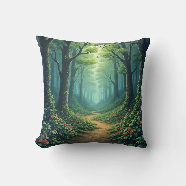 This is a cushion with a picture of a tree in the  (Front)