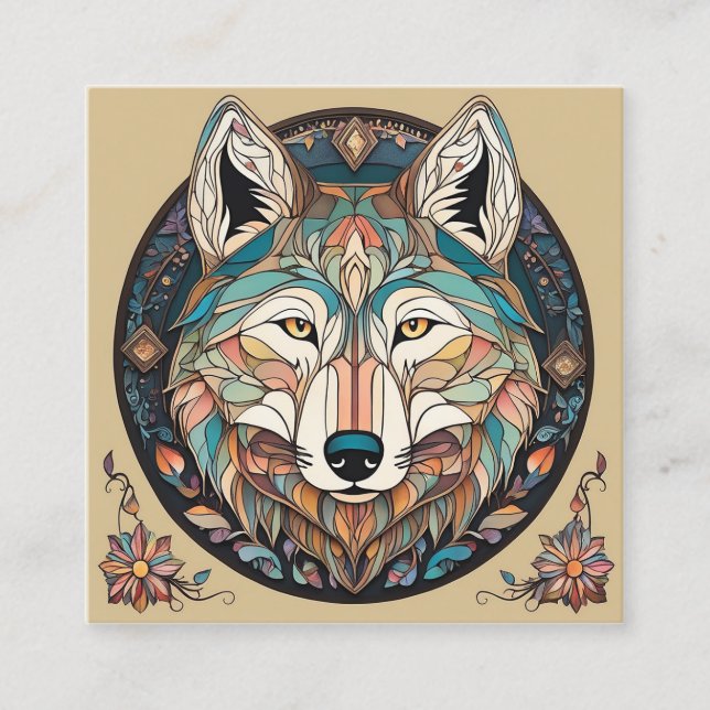 This is a hand-drawn illustration of a cute little square business card (Front)