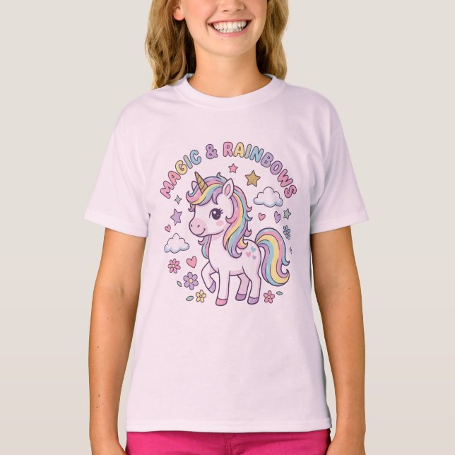 This is a T-shirt with a cute unicorn. (Front)