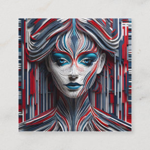 This is an attractive 3d image of a young woman le square business card