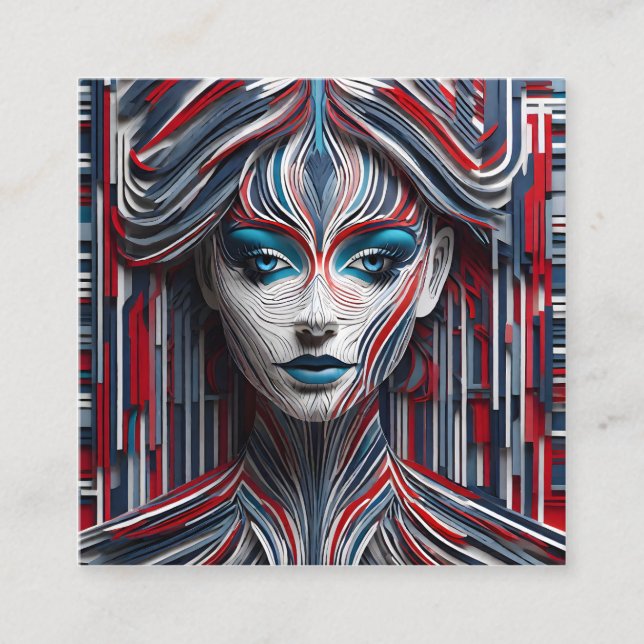 This is an attractive 3d image of a young woman le square business card (Front)