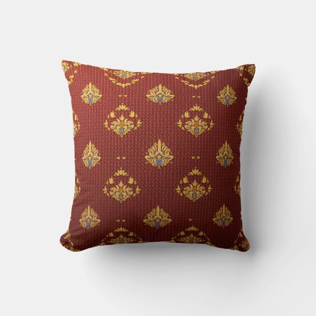 This is an embroidery style throw pillow. cushion (Front)