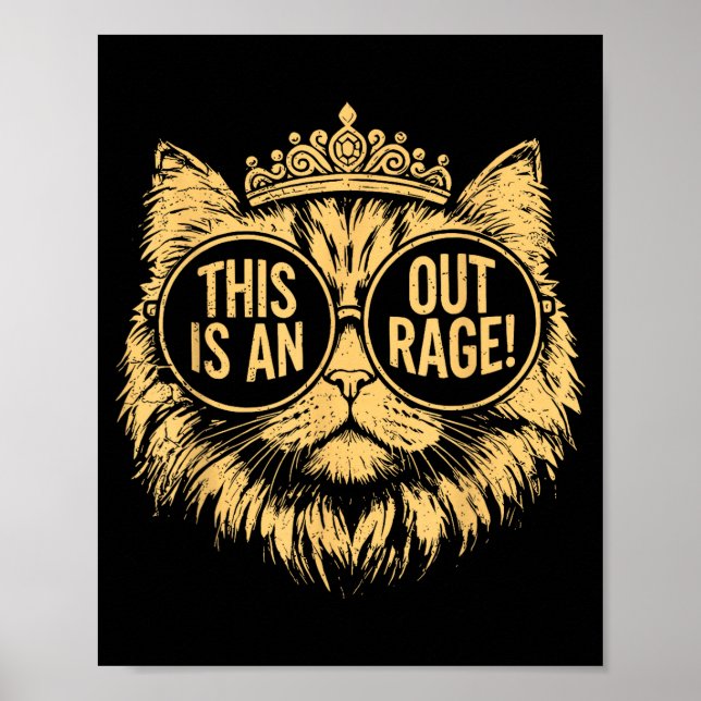 This Is An Outrage Cat Meme Funny Sarcastic Quote  Poster (Front)